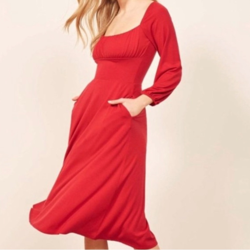Reformation Jeans Cherry Red Pippa dress